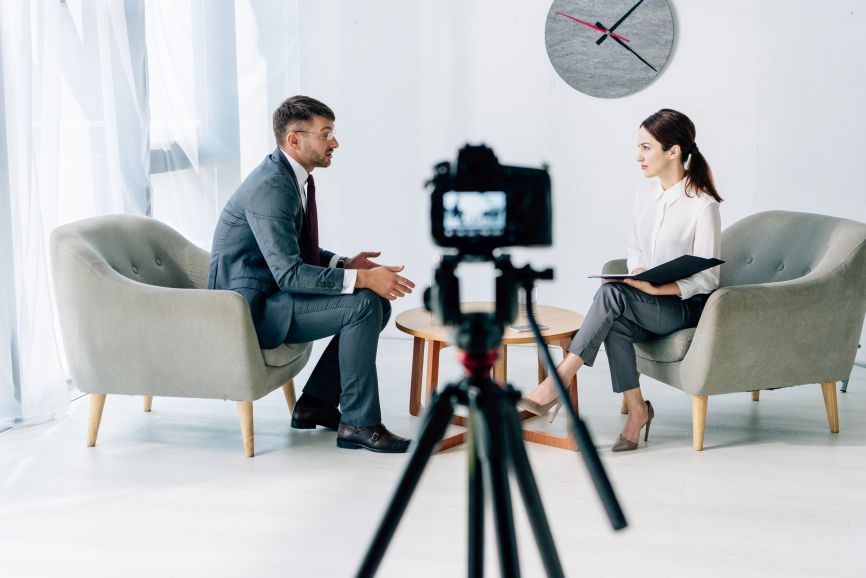 scarlet production corporate video production company filming a business interview