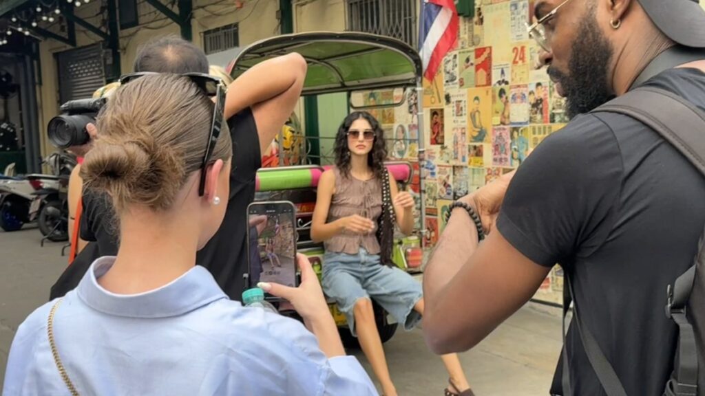 Scarlet Production crew shooting the Oraije fashion campaign on location in Bangkok